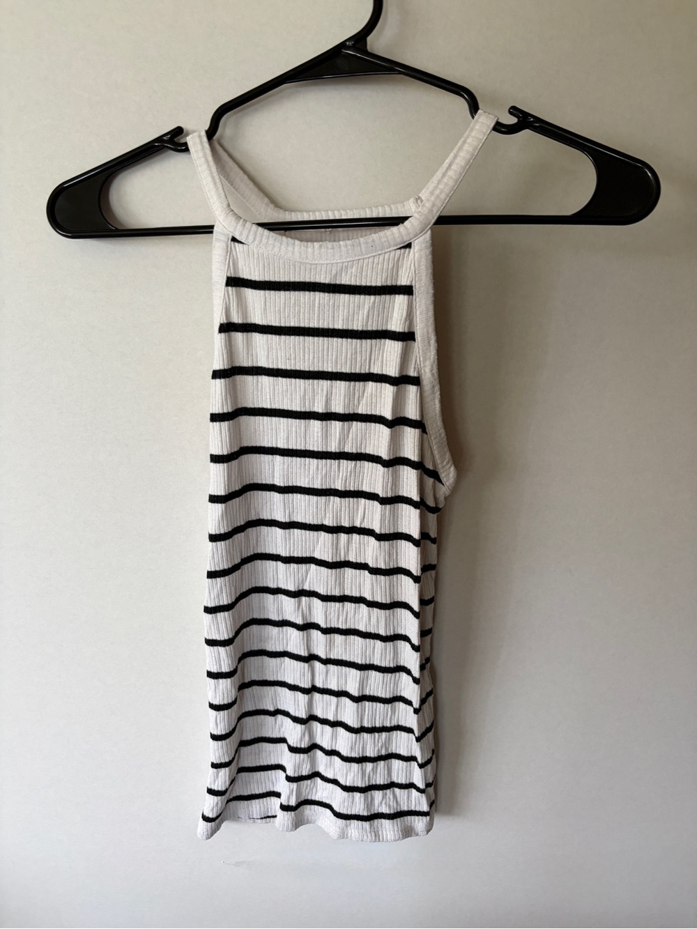 entro White and Black Striped Ribbed Tank